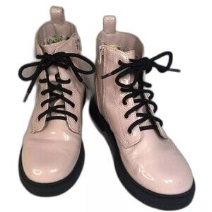 Art Class Boots Girls Sz 4 Pink patten leather boots with black laces Blk /Soles